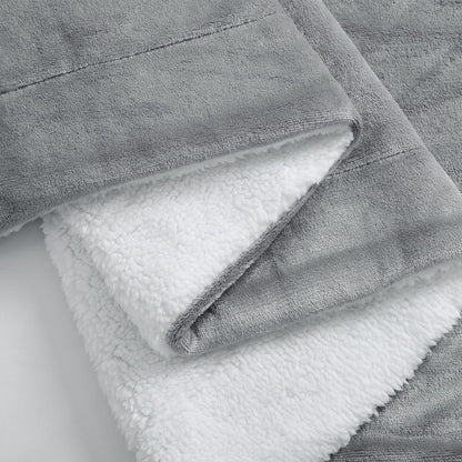XXL Sherpa Kuscheldecke Grau 220x240 cm Flauschig & Warm