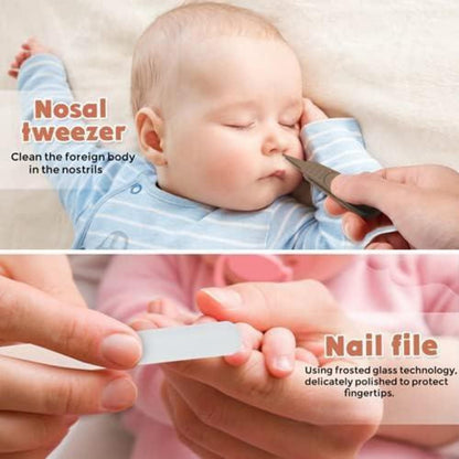 Baby Pflege-Set 6in1 – Natürliche Holzbürste & Nagelpflege