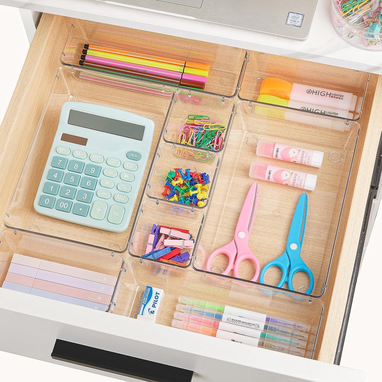 60-teiliges transparentes Schubladen-Organizer Set - 4 Größen - für