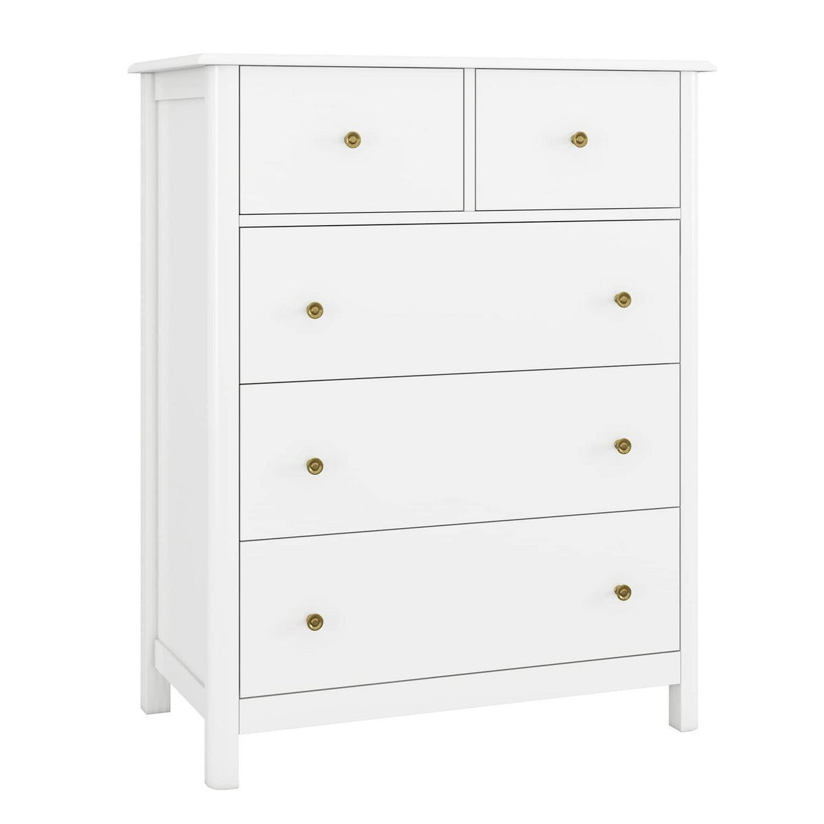Weiße Kommode mit 5 Schubladen – Modernes Sideboard für Schlafzimmer