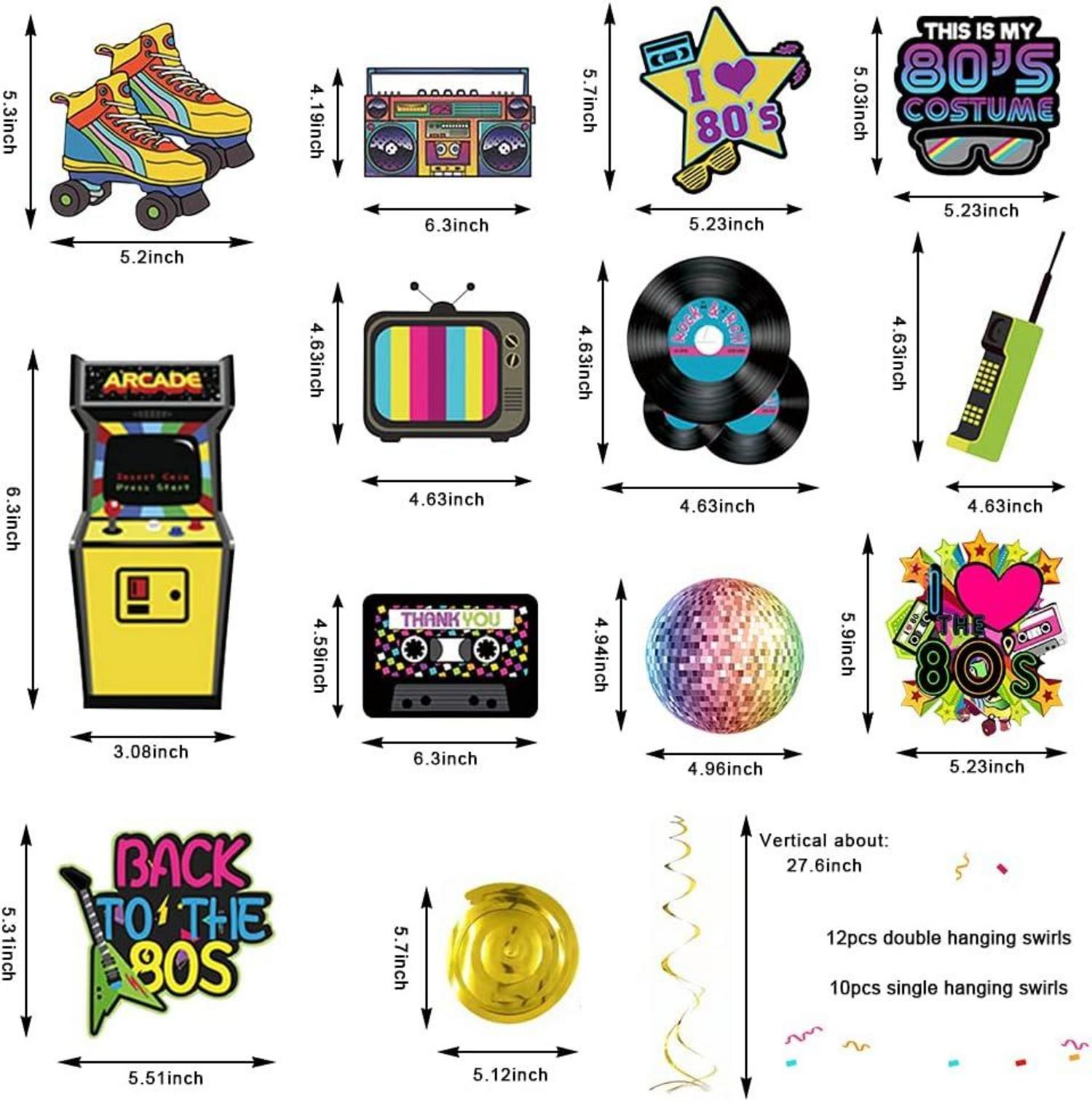 80er Deko Party Luftschlangen Spiralen Neon Hippie Rock Disco Retro