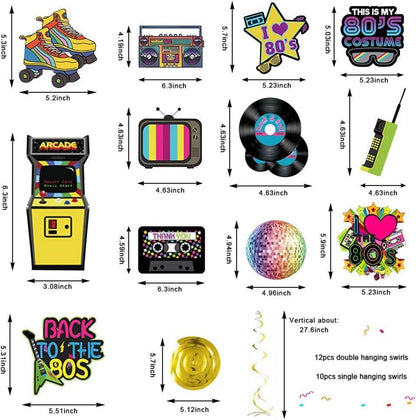 80er Deko Party Luftschlangen Spiralen Neon Hippie Rock Disco Retro