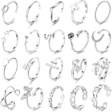 20-teiliges Silber Ringe Set für Frauen Mädchen verstellbarer Offene