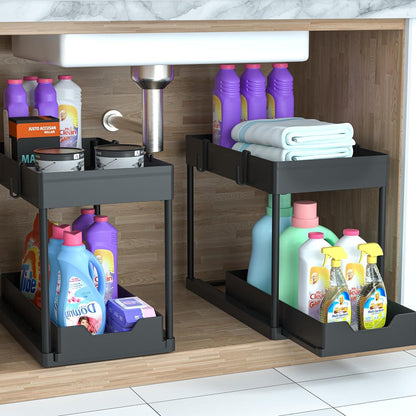 DEKAVA Küchen Organizer Unter Waschbecken Regal Schwarz 4 Haken