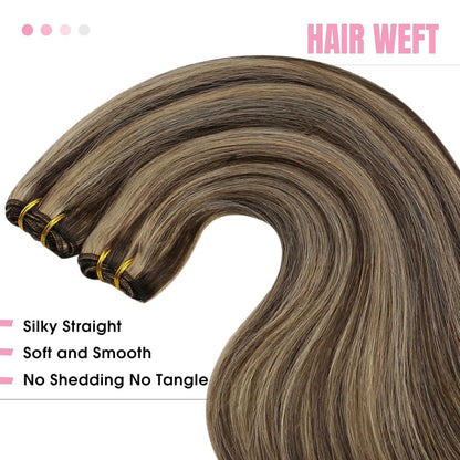 Dunkelbraune Echthaar Tressen – 55cm Weaving Hair Extensions