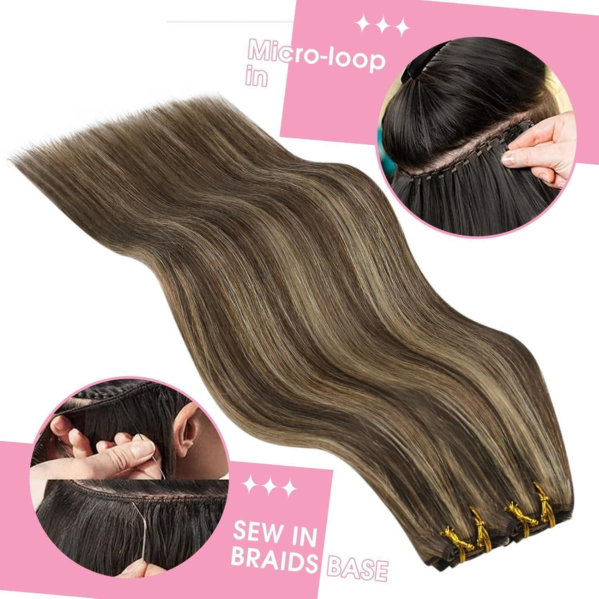 Dunkelbraune Echthaar Tressen – 55cm Weaving Hair Extensions