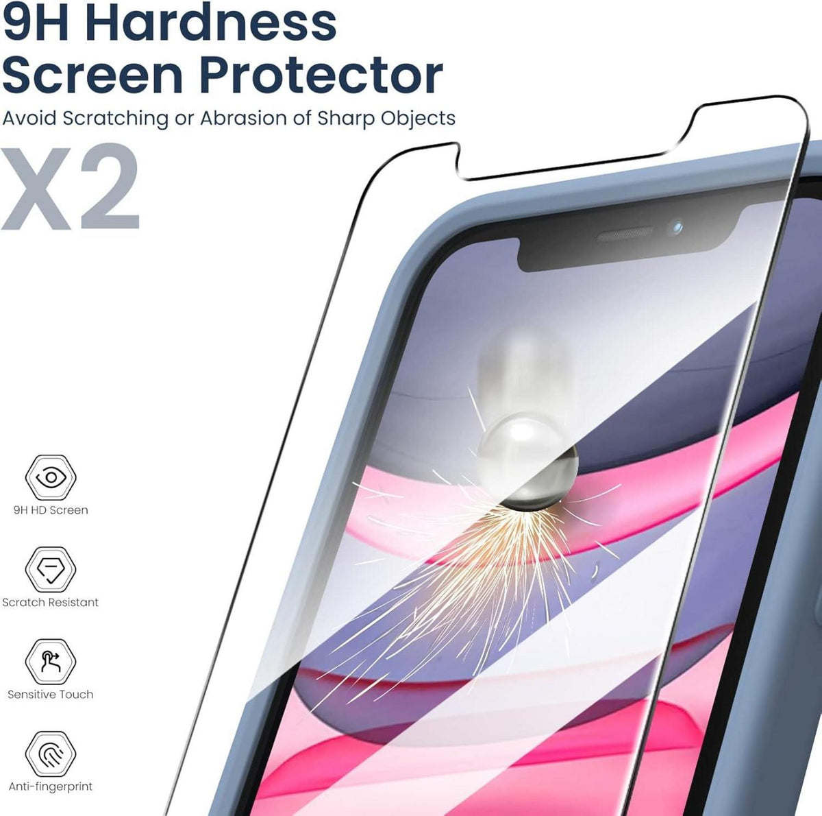 Schutzhülle für iPhone 11 mit 2x Schutzfolie - Flüssig Silikon Gel Case