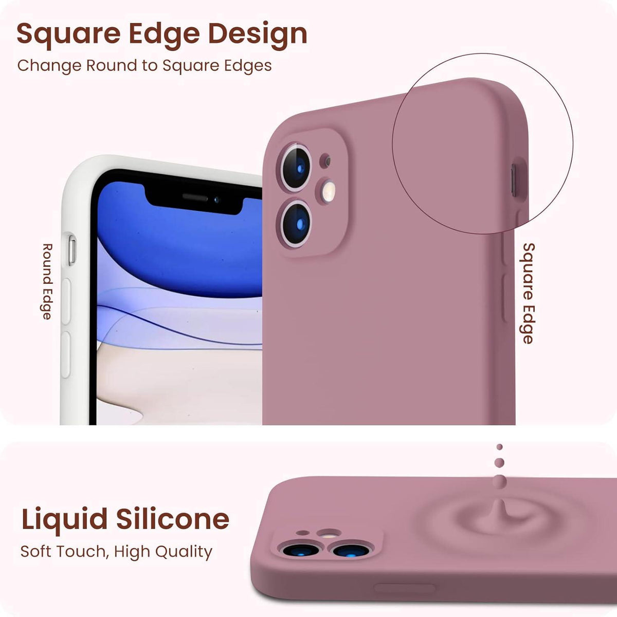 iPhone 11 Hülle Schutzfolie Silikon Case Eckige Kante Rundumschutz