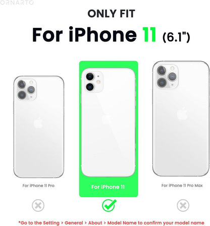 ORNARTO iPhone 11 Hülle + 2 x Schutzfolie Silikon Case Eckig