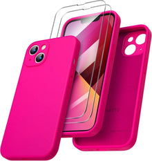 iPhone 13 Hülle mit Schutzfolie - Silikon Case - Rosa