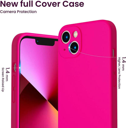 ORNARTO iPhone 13 Hülle mit Schutzfolie Leuchtend Rosa Silikon Gel Case
