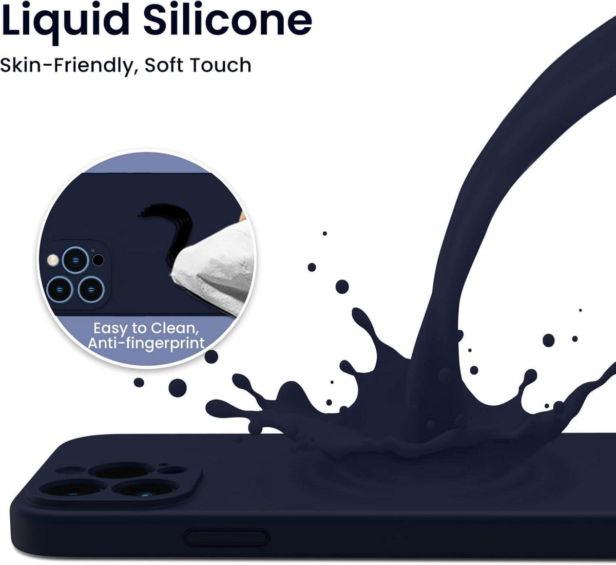 Silikonhülle Schutzfolie iPhone 13 Pro Max Marineblau