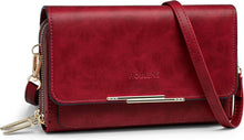 Kleine Damen Umhängetasche PU Leder Crossbody Ölwachs-weinrot