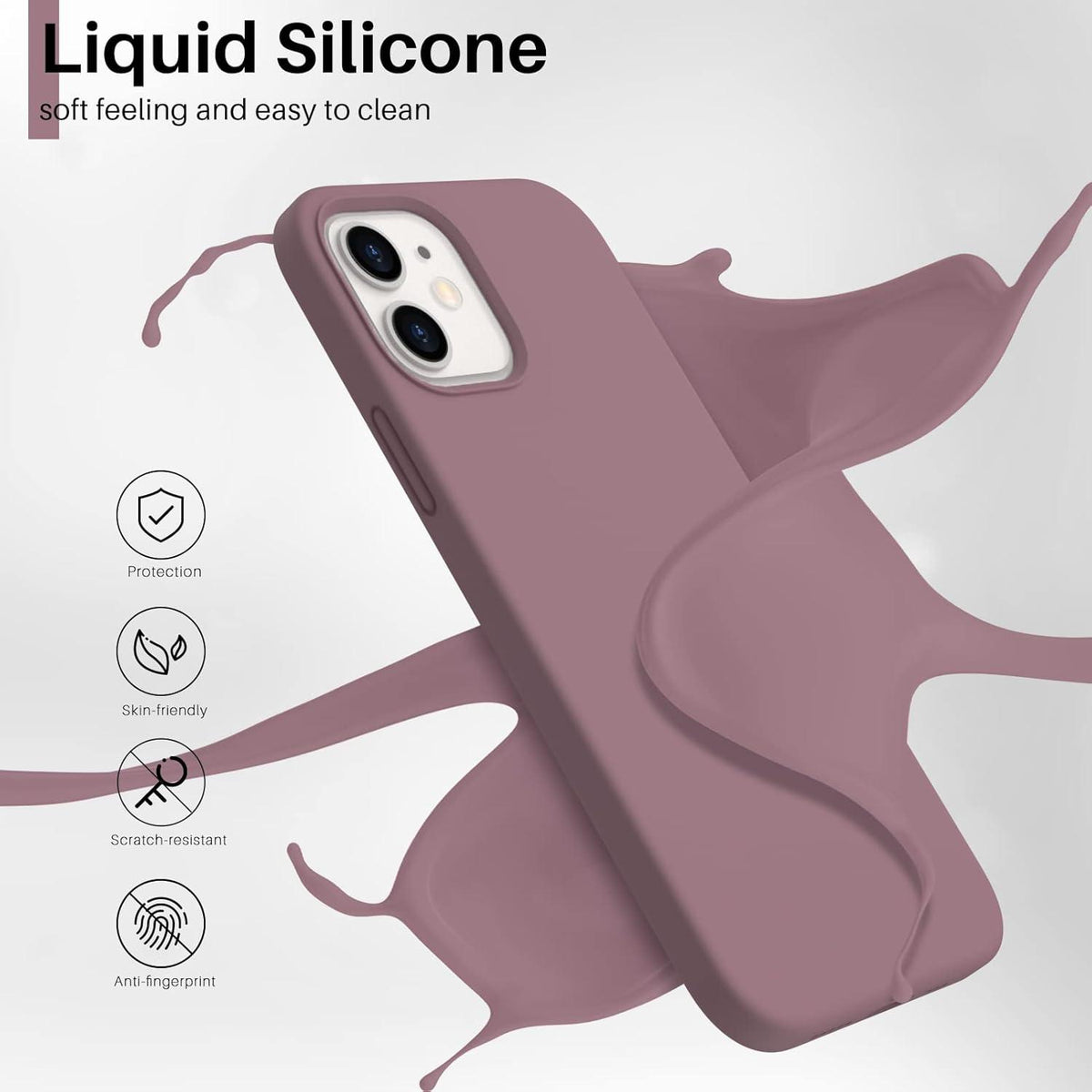 Flüssig Silikon Hülle für iPhone 12 Pro 6,1 Zoll - Lila