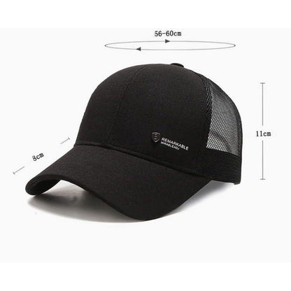 Herren Baseball Cap Sommer Mesh Atmungsaktiv, Verstellbar Schwarz