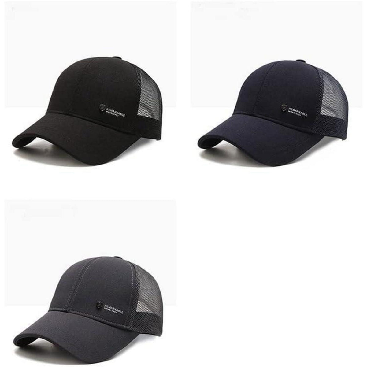 Herren Baseball Cap Sommer Mesh Atmungsaktiv, Verstellbar Schwarz