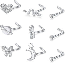 Nasenring Set Chirurgenstahl L Förmig Nasenpiercing Spirale Strass