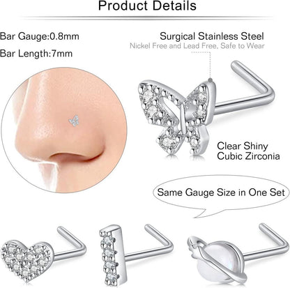 Nasenpiercing Set 20G Chirurgenstahl mit Strass 30 Stk Gold