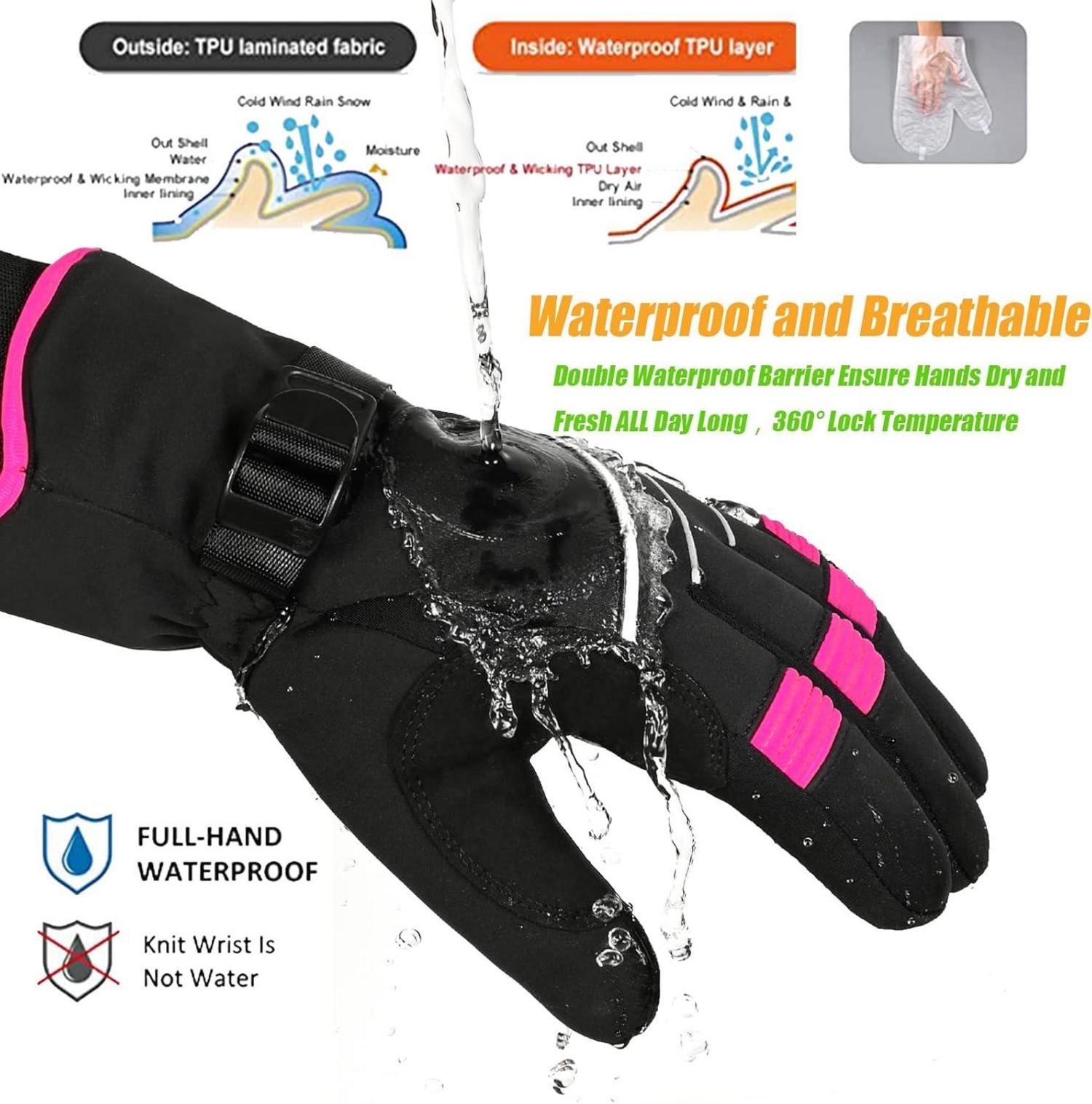 Winterhandschuhe -30°F 3M Thinsulate Wasserdicht Touchscreen Winddicht Herren Damen Skifahren Radfahren