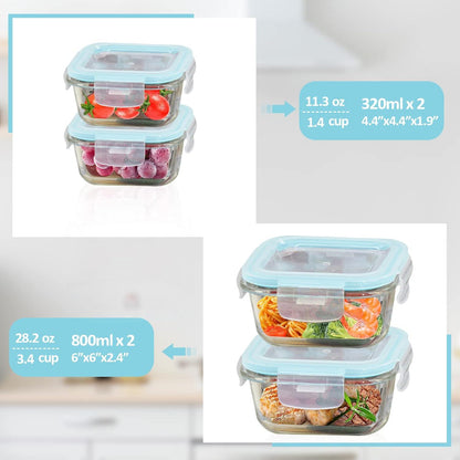 Frischhaltedosen Glas 4er-Pack luftdicht BPA-frei