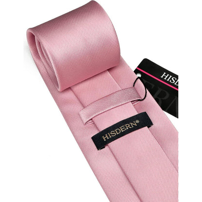 Herren Krawatten-Set mit Einstecktuch und Manschettenknöpfen Rosa
