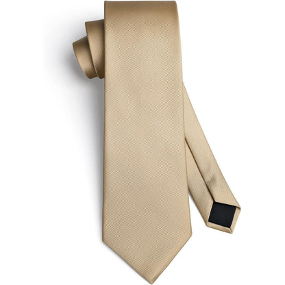 Herren Krawatten-Set mit Einstecktuch und Manschettenknöpfen Champagner