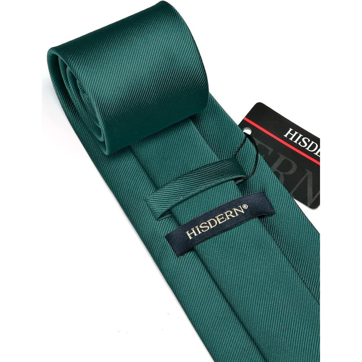 Herren Krawatten-Set mit Einstecktuch und Manschettenknöpfen Dunkelgrün