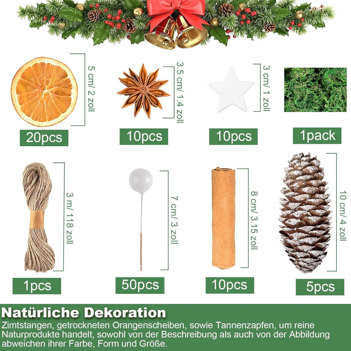 107er Weihnachtsdekoration Bastelset Natur Potpourri Adventskranz