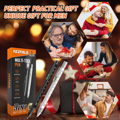 KEZKALS 9-IN-1 Kugelschreiber - Multifunktionsstift Set Männer Geschenke Gadgets