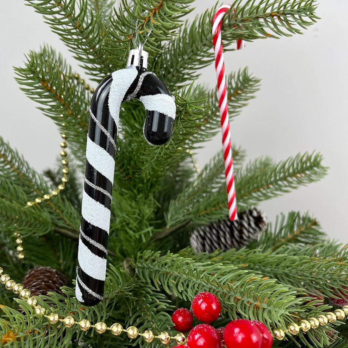 Weihnachtsdeko Zuckerstangen 6 Stück Glitzer Anhänger Christbaumschmuck