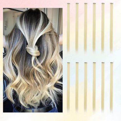 Farbige Haarverlängerungen 55cm – 12er Set Clip-In Haarsträhnen