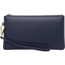 RFID Damen Handtasche Clutch Münzfach Blau in Lederoptik