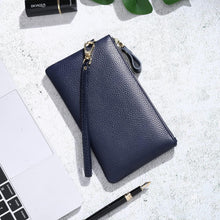 RFID Damen Handtasche Clutch Münzfach Blau in Lederoptik