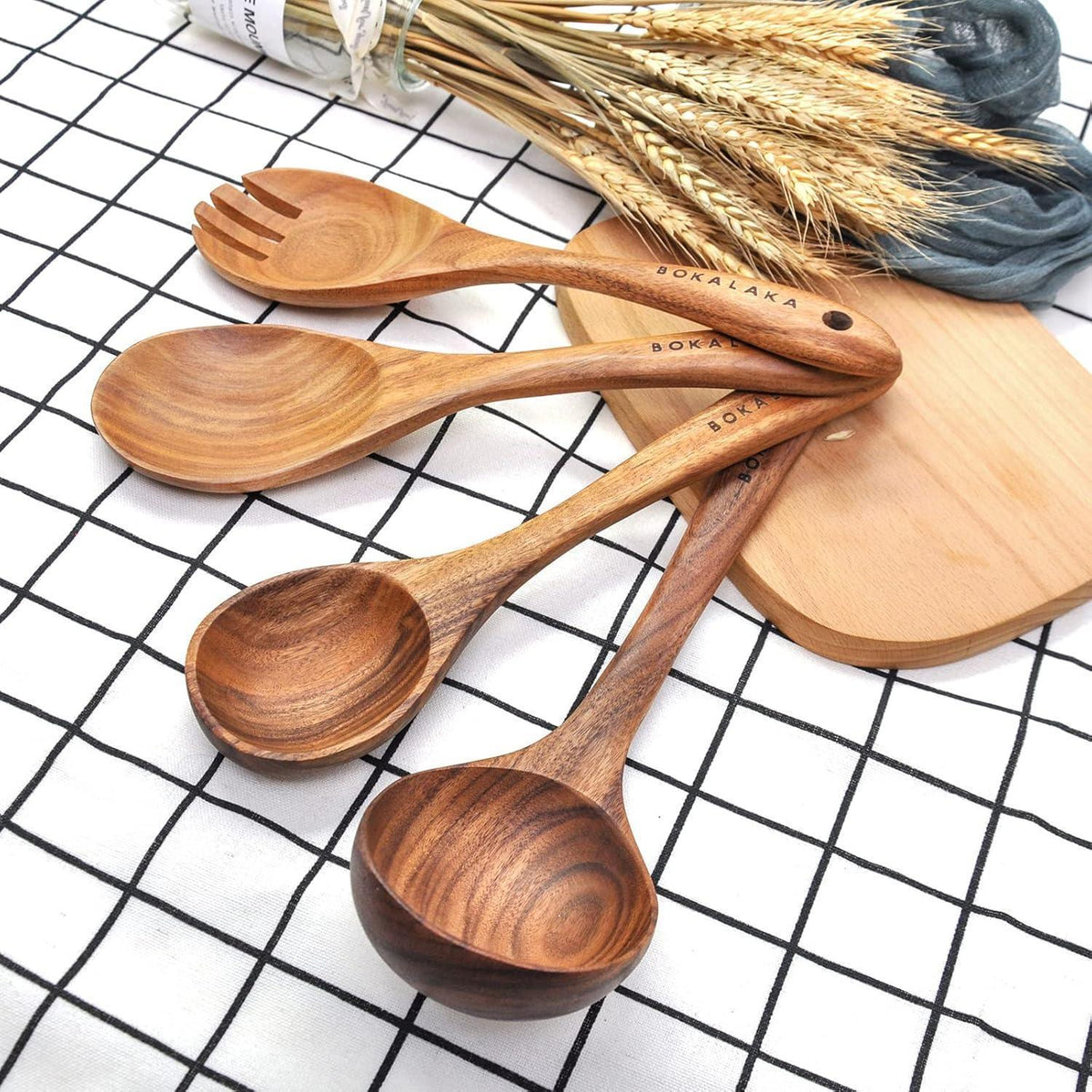 Holzlöffel Set 11-teilig – Kochutensilien aus Teakholz