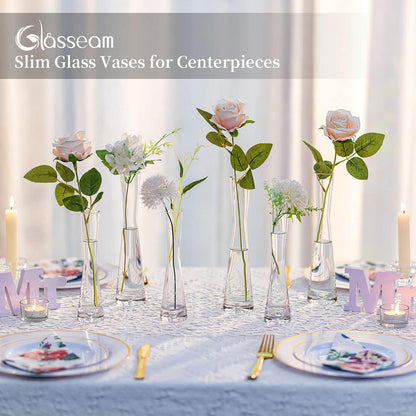 Moderne Glasvase 3er Set 20cm Handmade Tischdeko Wohnzimmer