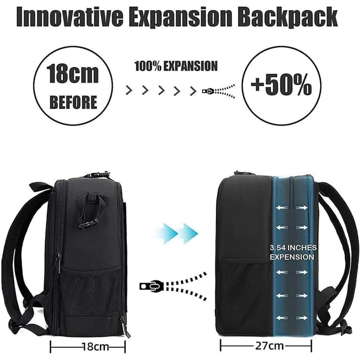 Kamerarucksack wasserdicht für DSLR/SLR – Stativkompatibel (5.0L Schwarz)