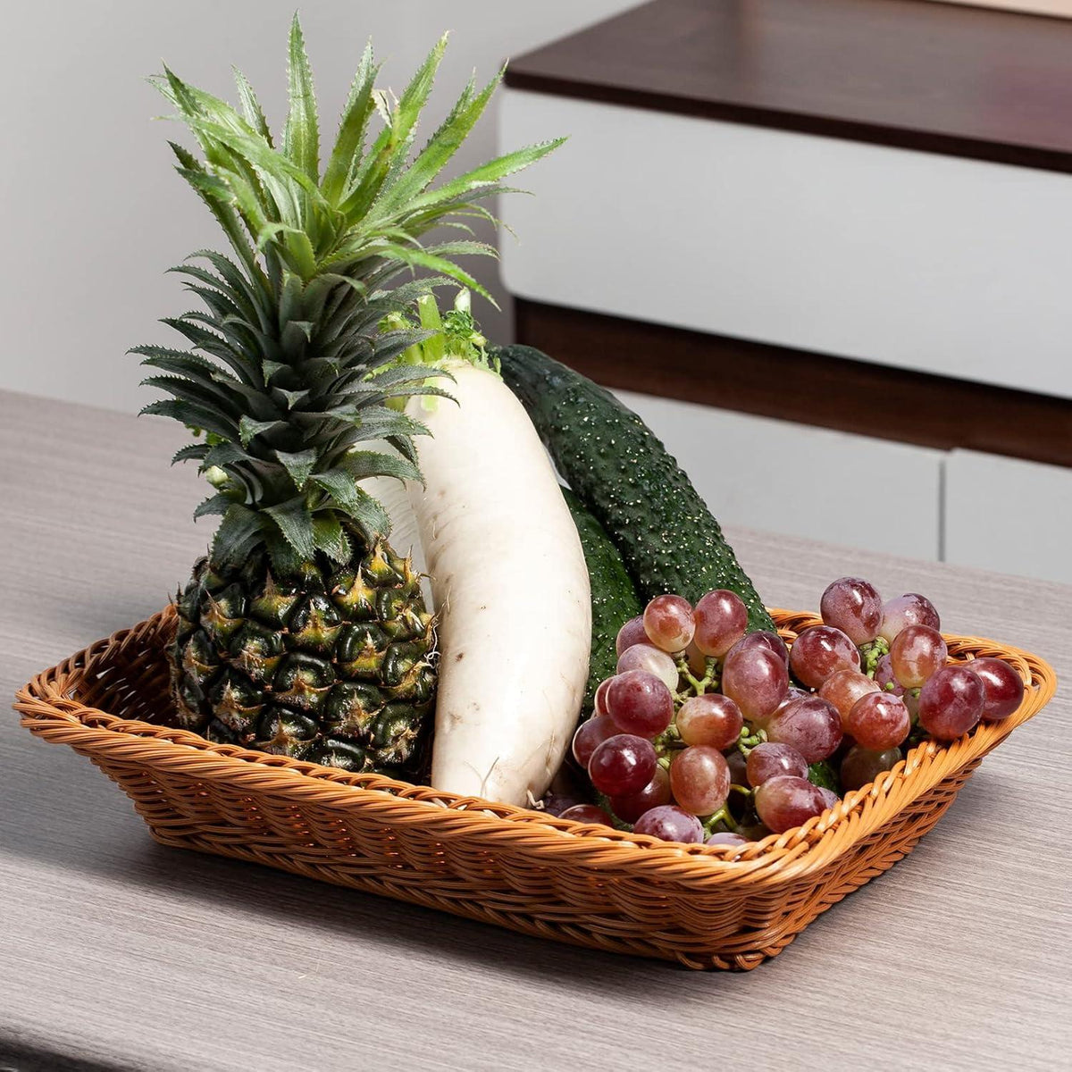 Geflochtene Brotkörbe 2er Set 35x25x7 cm Braun Polypropylen