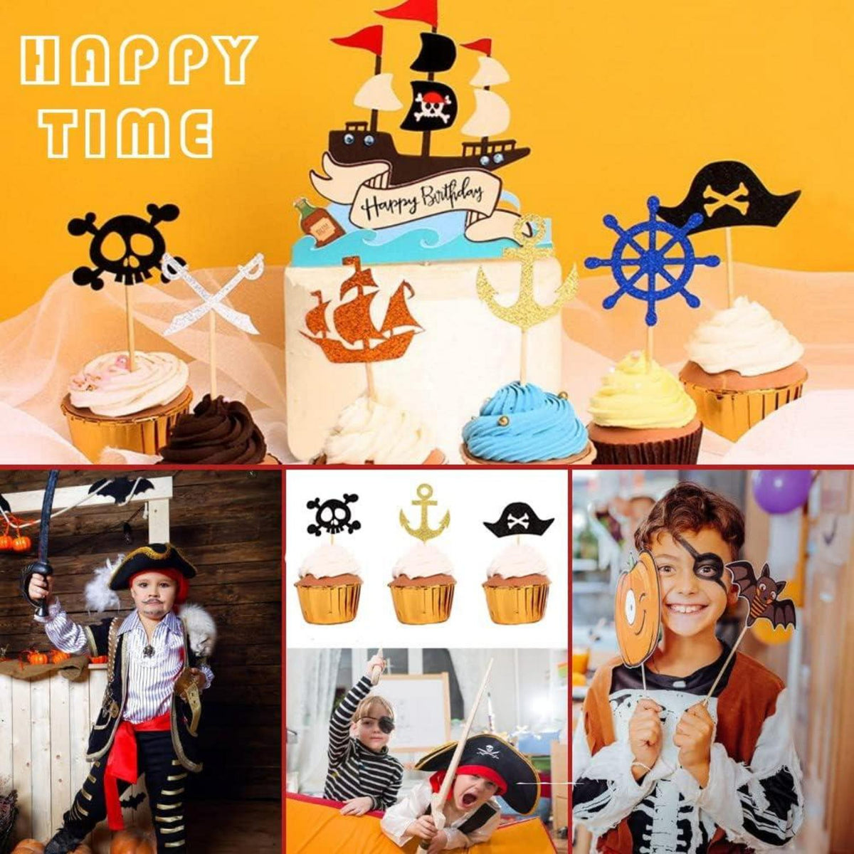 31-teiliges Piraten Tortendeko Set für Kindergeburtstag Piratenparty Muffin