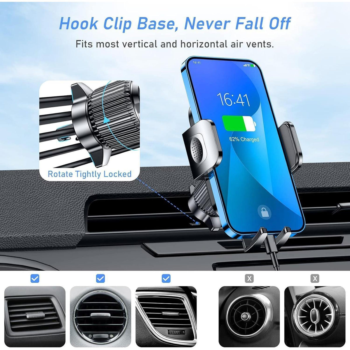 Auto Handyhalterung Lüftung 360° Drehbar mit Ein-Knopf-Release