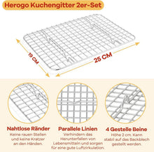 Edelstahl Auskühlgitter 2er-Set 25x19x2 cm für Kuchen Kekse