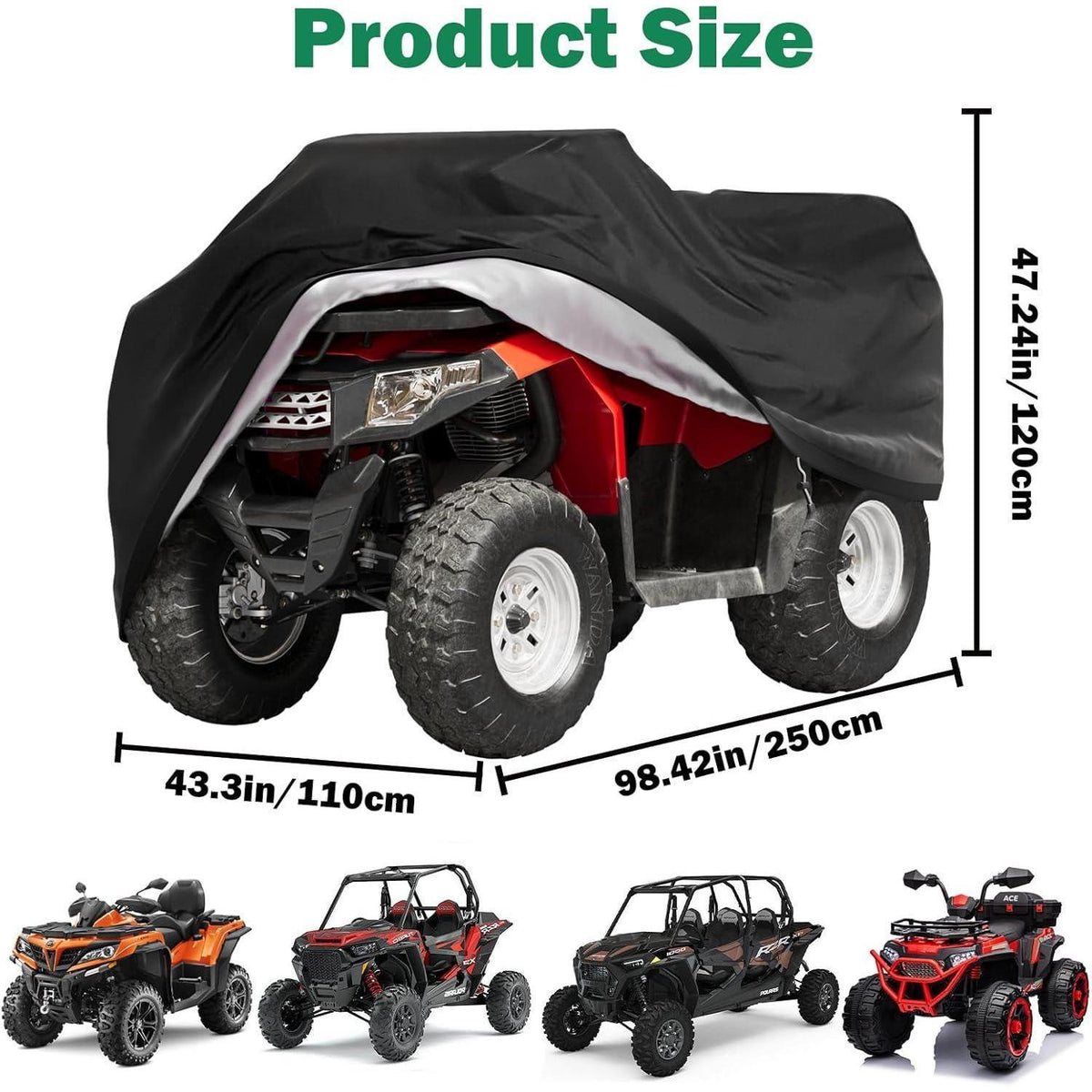 XXXL ATV Abdeckplane – Wasserdicht & Winterfest 210x120x115cm