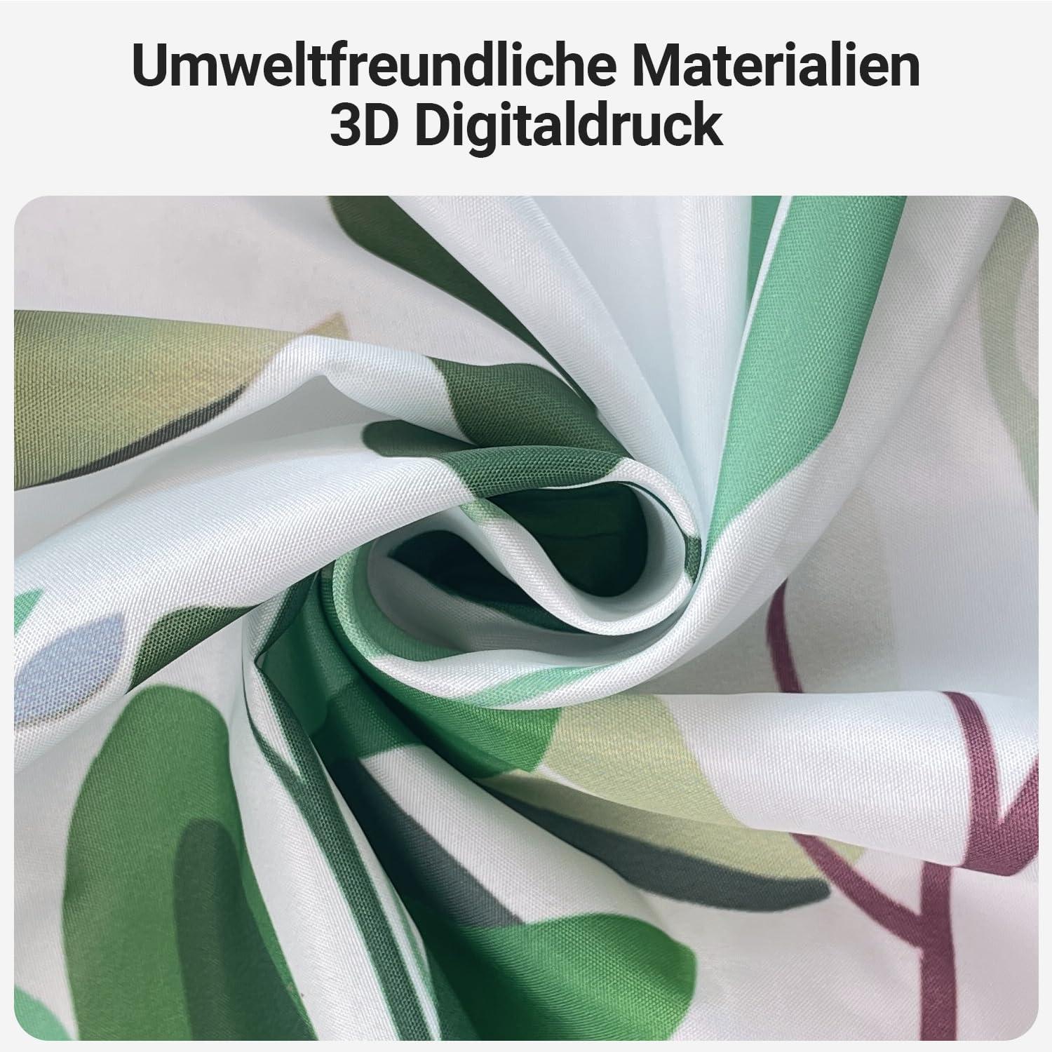 Lerores Duschvorhang 180x200 Antischimmel Textil Laub Wasserdicht Polyester Badevorhänge 12 Duschvorhangringe