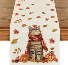 Herbst Tischläufer Katze Kürbisse Ahornblätter 40x180 cm