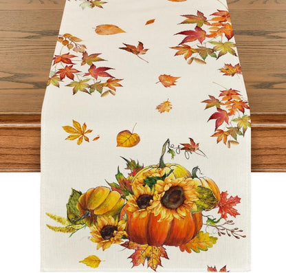 Herbst Tischläufer Kürbisse Ahornblätter Sunflowers 40x180 cm