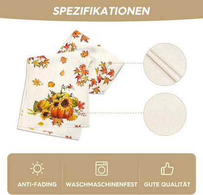 Herbst Tischläufer Kürbisse Ahornblätter Sonnenblumen 40x180 cm