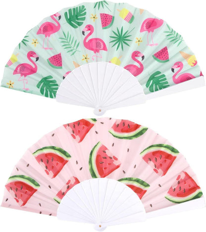 2er-Set Handfächer Flamingo Wassermelone Sommer Geschenk Hawaii Party