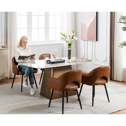 4 Esszimmerstühle, 360° drehbar & komfortabel in Lederoptik