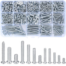 Schrauben-Set M3 M4 M5 mit Muttern & Unterlegscheiben, 550 Teile Silber