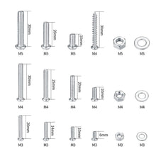 Schrauben-Set M3 M4 M5 mit Muttern & Unterlegscheiben, 550 Teile Silber