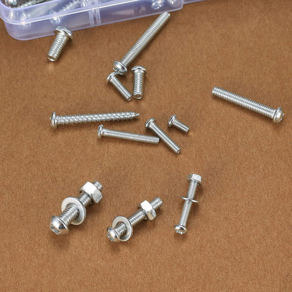 Schrauben-Set M3 M4 M5 mit Muttern & Unterlegscheiben, 550 Teile Silber